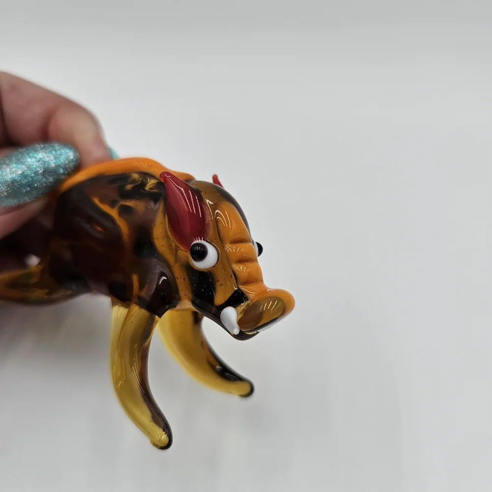 Handcrafted Glass Boar Figurine